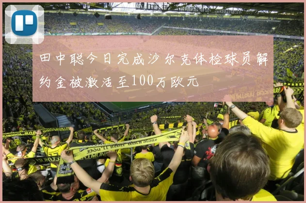 田中聪今日完成沙尔克体检球员解约金被激活至100万欧元